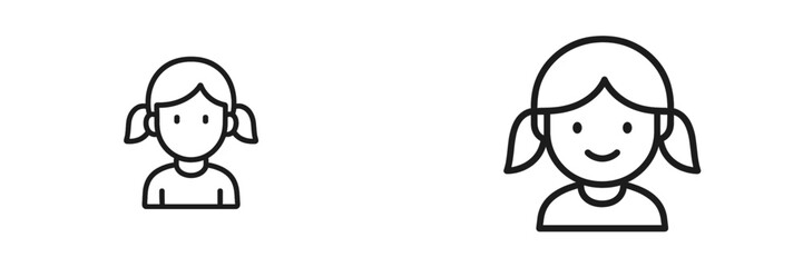 Aufkleber - Two simple line drawings of girls showcasing different expressions and features in a minimalist design