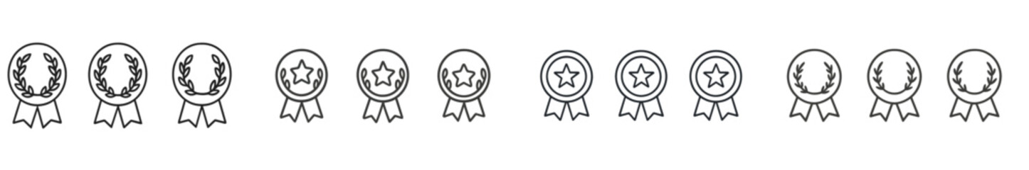 Poster - Decorative awards arranged in a row showcasing various designs for recognition and achievement displayed on a simple background