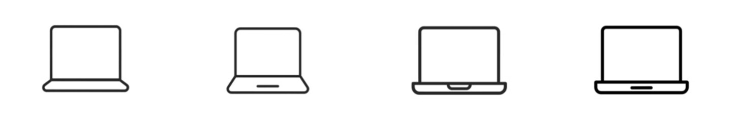 Poster - Outline sketches of different laptop designs showcased on a clean, white background during a design review session