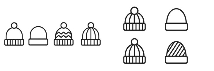 Poster - Different styles of beanies displayed on a white background for winter fashion inspiration