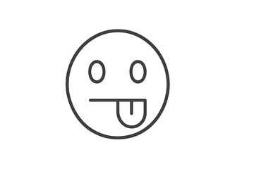 Leinwandbilder - Simple line drawing of a playful smiley face with a tongue sticking out expressing a sense of fun and mischief
