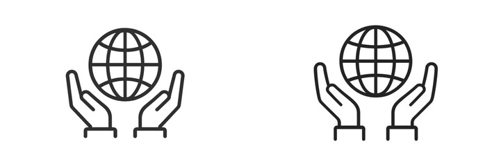 Poster - Embracing the world with hands symbolizing care and responsibility for the planet's future