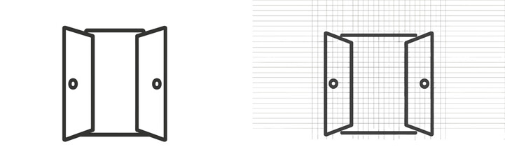 Poster - Open door icon design showcasing simple and modern aesthetic in a clean layout