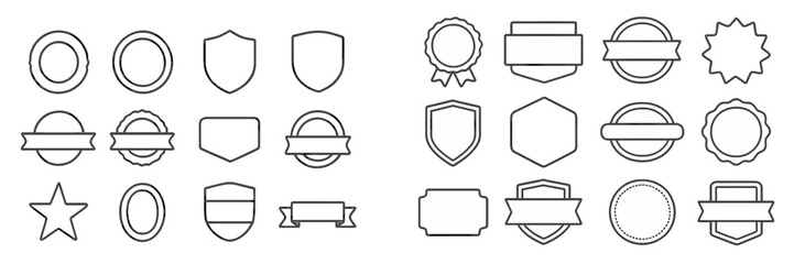 Poster - Collection of blank badge and label designs on a white background for creative projects