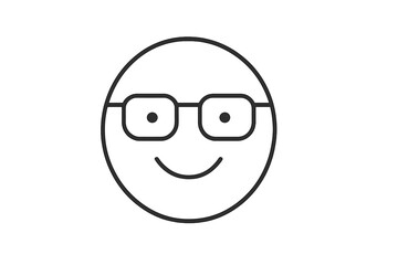 Leinwandbilder - Cartoon character with glasses smiling in a simple line art design suitable for friendly themes and casual contexts