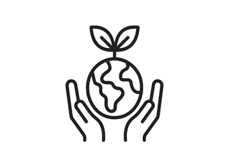 Poster - Growing awareness for environmental protection with hands holding a globe and a plant