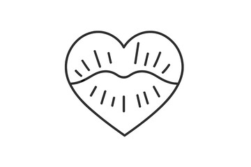 Aufkleber - Heart shape design featuring stylized lips and lines, symbolizing love and affection in an artistic style