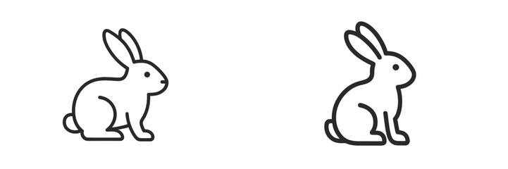 Aufkleber - Two simple rabbit silhouettes showcasing different poses sitting side by side in a minimalistic design