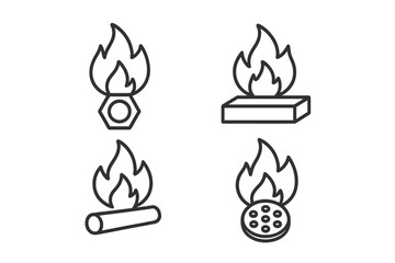 Leinwandbilder - Creative sketches of items and flames illustrating combustion processes with varied materials