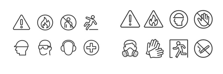 Poster - Safety symbols illustrating workplace precautions and hazards in a professional environment
