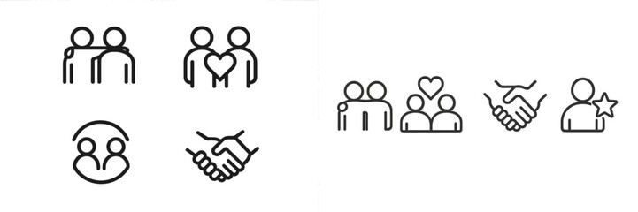 Poster - Vector illustrations of human connections and relationships showing friendship, love, and collaboration in minimalistic design