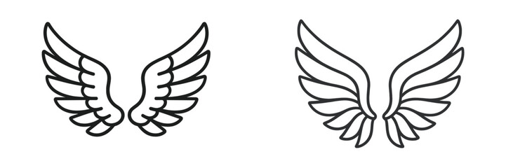 Poster - Stylized wing illustrations showcasing delicate line work and variety in feather design suitable for various creative projects