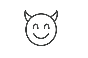 Aufkleber - Happy face with devilish horns expresses playful mischief and fun vibes in a minimalist design