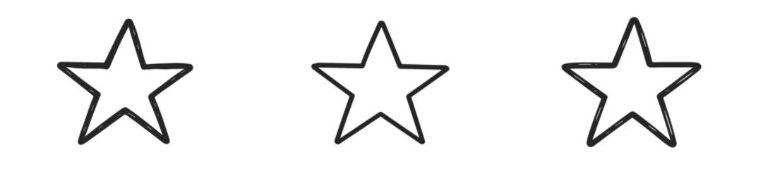 Leinwandbilder - Artistic outline of three stars on a white background, showcasing simple and minimalist design elements suitable for various creative projects
