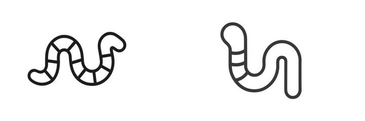 Poster - Graphic design of two playful worm illustrations in simple line art style showing different shapes and patterns in a minimalist format