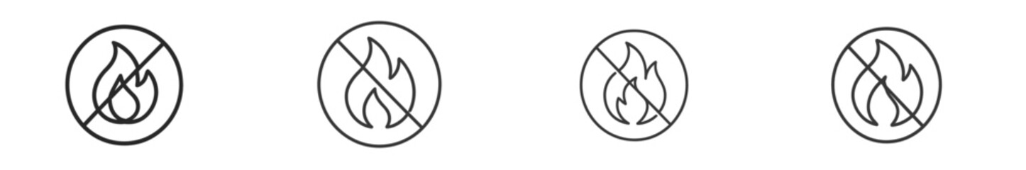 Poster - Visual representation of fire safety symbols indicating no flames, no ignition sources, and fire hazards avoidance