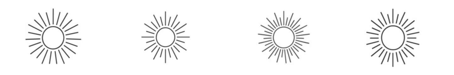 Poster - Sun symbols with rays depicting warmth and brightness against a simple background