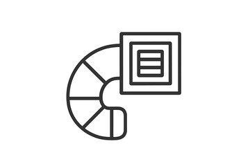 Leinwandbilder - Outline design of a color palette featuring a variety of shades along with a layout design grid displayed on a digital interface