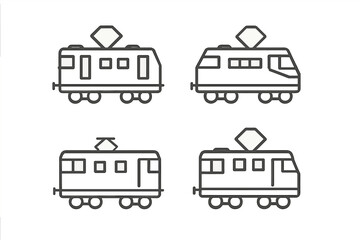 Aufkleber - Various train designs illustrated in a minimalistic style showcasing different models on a clean background