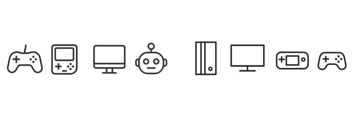 Poster - Diverse assortment of gaming devices from retro to modern showcased in a minimalist style