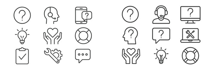 Leinwandbilder - Icons representing customer support, inquiries, and solutions for efficient problem-solving in technology environments