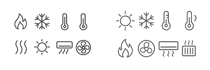 Poster - Weather symbols representing temperature changes and climate conditions for educational purposes