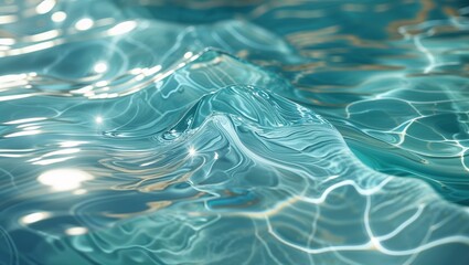 Poster - Rippling turquoise water reflects light in a serene setting during midday
