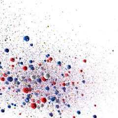 Aufkleber - Vibrant red, white, blue spheres burst. Ideal for celebratory, festive, or abstract designs.