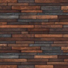 Poster - Detailed Seamless Pattern of Richly Colored Wooden Planks in Various Shades of Brown, Black, and Rusty Red for Textures, Backgrounds, and Designs