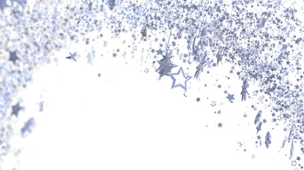 Poster - Shimmering silver stars burst across a white background. Perfect for festive designs and celebrations.