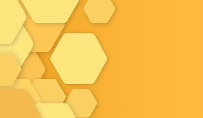 Poster - Yellow Hexagon Background With Copy Space