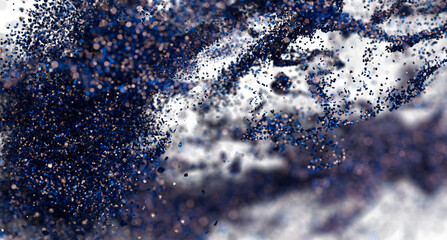 Aufkleber - Dynamic abstract background with blue and silver particles exploding. Perfect for technology, energy, or scienc