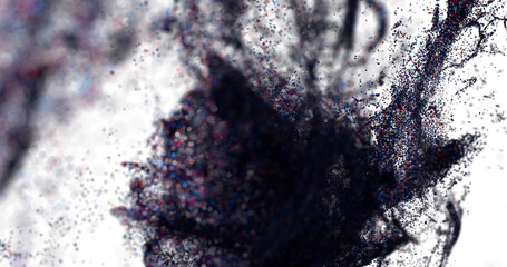 Fototapete - Dynamic abstract art featuring a vibrant swirl of blue, red, and black particles.