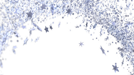 Aufkleber - Beautiful silver stars confetti falling on white background. Perfect for celebration, holidays, and festive designs.