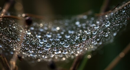 Dew Drops on Spider Web - Macro Photography Illustration