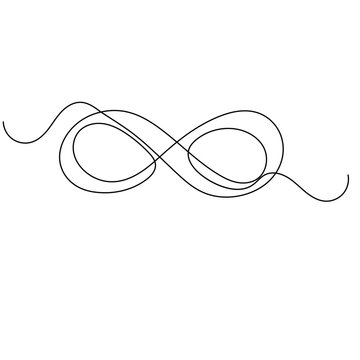 Infinity symbol continuous one line drawing outline vector icon 