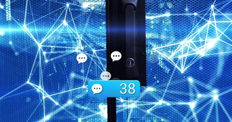 Poster - Notification bubble appearing over panel, icons floating and updating count showing message growth