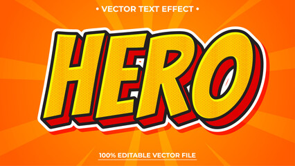 Poster - Editable text effect Hero pop art cartoon comic style 3d template