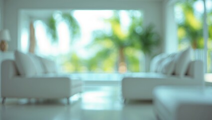 Poster - Living room image with a blurred effect, showcasing a table and sofa