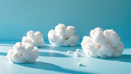 Wall Mural - cotton-like white clouds against a pastel blue sky. simple concept