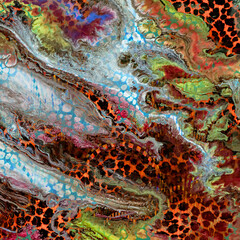 Wall Mural - textile ,wavy , design ,background ,illustration ,digital leopard collage ,colorful ,wild texture, l