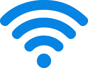 Poster - Wi-fi symbol in blue, simple digital communication icon. Vector illustration