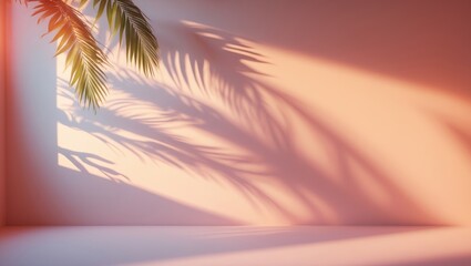 Poster - Tropical summer scenery with palm silhouettes. Unoccupied area for luxury brand product placement mockup.