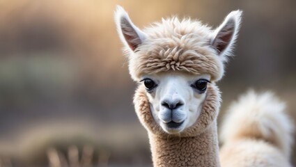 Poster - Young Alpaca in close-up with open background