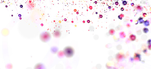 Poster - Vibrant abstract background with colorful bubbles and connecting lines. Perfect for technology, science, or network conc