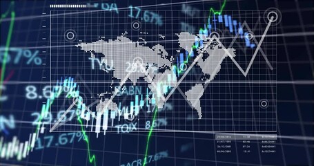 Poster - Starting with dotted map, markers appearing and trend line growing, illustrating market trends