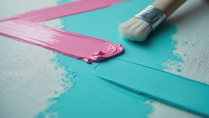 Poster - Innovative background with a touch of colored primer smudged onto a linen canvas, fleeting item, intimate, toning