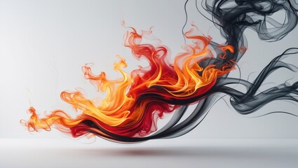 Poster - Fire design featuring abstract black smoke against a white background