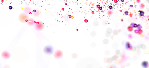 Aufkleber - Bright, vibrant particles floating on white. Perfect for technology, science, or design projects.