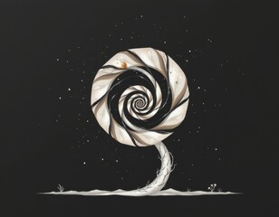 Poster - minimalist geometric illustration of a spiral plant pattern using simple shapes